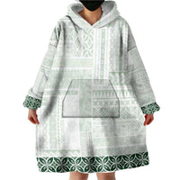 Samoa Siapo Green Trimmed Wearable Blanket Hoodie Samoa White Sunday - Polynesian Pride