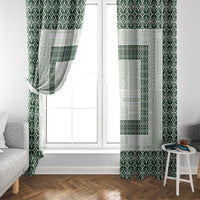Samoa Siapo Green Trimmed Window Curtain Samoa White Sunday - Polynesian Pride