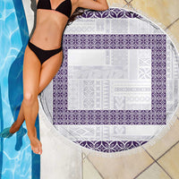 Samoa Siapo Purple Trimmed Beach Blanket Samoa White Sunday - Polynesian Pride