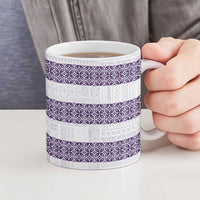 Samoa Siapo Purple Trimmed Ceramic Mug Samoa White Sunday - Polynesian Pride