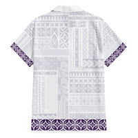 Samoa Siapo Purple Trimmed Hawaiian Shirt Samoa White Sunday - Polynesian Pride