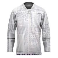 Samoa Siapo Purple Trimmed Hockey Jersey Samoa White Sunday LT01 Unisex Purple - Polynesian Pride