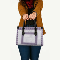 Samoa Siapo Purple Trimmed Leather Bag Samoa White Sunday LT01 - Polynesian Pride