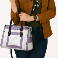 Samoa Siapo Purple Trimmed Leather Bag Samoa White Sunday LT01 - Polynesian Pride