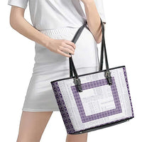 Samoa Siapo Purple Trimmed Leather Tote Bag Samoa White Sunday - Polynesian Pride
