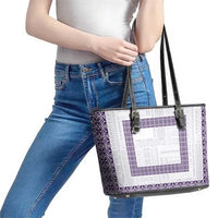 Samoa Siapo Purple Trimmed Leather Tote Bag Samoa White Sunday - Polynesian Pride