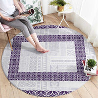 Samoa Siapo Purple Trimmed Round Carpet Samoa White Sunday - Polynesian Pride
