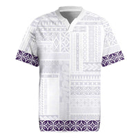 Samoa Siapo Purple Trimmed Rugby Jersey Samoa White Sunday - Polynesian Pride