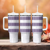 Samoa Siapo Purple Trimmed Tumbler With Handle Samoa White Sunday - Polynesian Pride