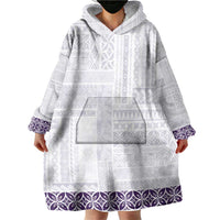 Samoa Siapo Purple Trimmed Wearable Blanket Hoodie Samoa White Sunday - Polynesian Pride