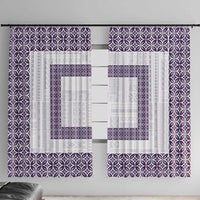Samoa Siapo Purple Trimmed Window Curtain Samoa White Sunday - Polynesian Pride