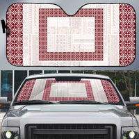 Samoa Siapo Red Trimmed Auto Sun Shade Samoa White Sunday - Polynesian Pride