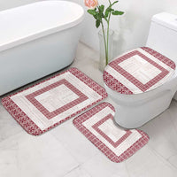 Samoa Siapo Red Trimmed Bathroom Set Samoa White Sunday - Polynesian Pride