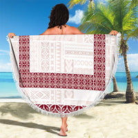Samoa Siapo Red Trimmed Beach Blanket Samoa White Sunday - Polynesian Pride