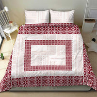 Samoa Siapo Red Trimmed Bedding Set Samoa White Sunday - Polynesian Pride