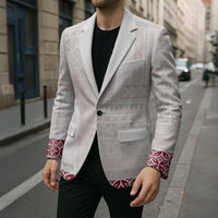 Samoa Siapo Red Trimmed Blazer Samoa White Sunday LT01 - Polynesian Pride