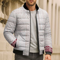 Samoa Siapo Red Trimmed Bomber Puffer Jacket Samoa White Sunday LT01 - Polynesian Pride