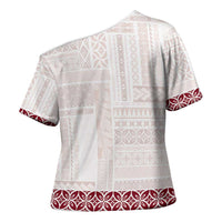 Samoa Siapo Red Trimmed Cross Shoulder Shirt Samoa White Sunday LT01 - Polynesian Pride