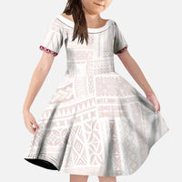 Samoa Siapo Red Trimmed Family Matching Tank Maxi Dress and Hawaiian Shirt Samoa White Sunday - Polynesian Pride