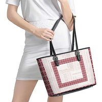 Samoa Siapo Red Trimmed Leather Tote Bag Samoa White Sunday - Polynesian Pride