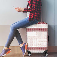 Samoa Siapo Red Trimmed Luggage Cover Samoa White Sunday - Polynesian Pride