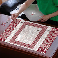 Samoa Siapo Red Trimmed Puzzle Samoa White Sunday LT01 - Polynesian Pride