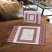Samoa Siapo Red Trimmed Puzzle Samoa White Sunday LT01 - Polynesian Pride