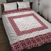 Samoa Siapo Red Trimmed Quilt Bed Set Samoa White Sunday - Polynesian Pride