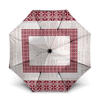 Samoa Siapo Red Trimmed Umbrella Samoa White Sunday LT01 One Size Folded 11.42 inch Opened Diameter 37.4 inch Red - Polynesian Pride