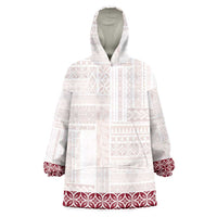 Samoa Siapo Red Trimmed Wearable Blanket Hoodie Samoa White Sunday - Polynesian Pride