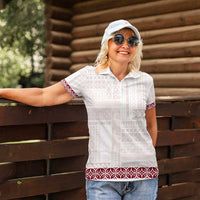 Samoa Siapo Red Trimmed Women Polo Shirt Samoa White Sunday - Polynesian Pride