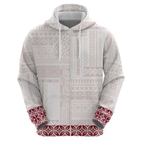 Samoa Siapo Red Trimmed Zip Hoodie Samoa White Sunday - Polynesian Pride