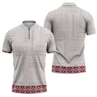 Samoa Siapo Red Trimmed Zipper Polo Shirt Samoa White Sunday LT01 - Polynesian Pride