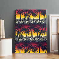 Hawaii Hibiscus Palm Tree Sunset Canvas Wall Art Tropical Style - Polynesian Pride