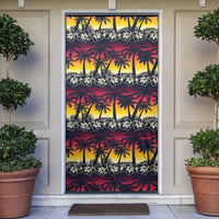 Hawaii Hibiscus Palm Tree Sunset Door Cover Tropical Style - Polynesian Pride