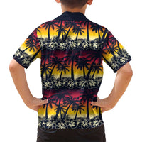 Hawaii Hibiscus Palm Tree Sunset Family Matching Off Shoulder Maxi Dress and Hawaiian Shirt Tropical Style - Polynesian Pride