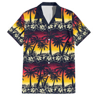 Hawaii Hibiscus Palm Tree Sunset Family Matching Puletasi and Hawaiian Shirt Tropical Style - Polynesian Pride