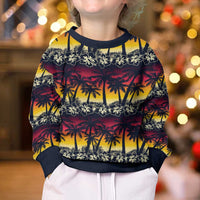 Hawaii Hibiscus Palm Tree Sunset Kid Ugly Christmas Sweater Tropical Style - Polynesian Pride
