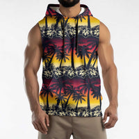Hawaii Hibiscus Palm Tree Sunset Sleeveless Hoodie Tropical Style - Polynesian Pride