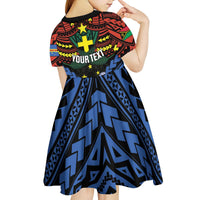 Personalised Vanuatu Tafea Province Kid Short Sleeve Dress Unique Tropical Tribal Pattern LT01 - Polynesian Pride