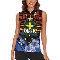 Personalised Vanuatu Tafea Province Women Sleeveless Polo Shirt Unique Tropical Tribal Pattern LT01 - Polynesian Pride