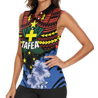 Personalised Vanuatu Tafea Province Women Sleeveless Polo Shirt Unique Tropical Tribal Pattern LT01 - Polynesian Pride