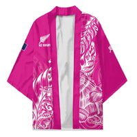 Custom New Zealand Rugby Silver Fern Kimono Aotearoa Kiwi Maori Pink Version - Polynesian Pride