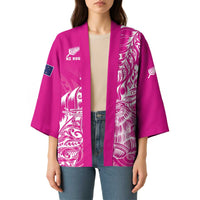 Custom New Zealand Rugby Silver Fern Kimono Aotearoa Kiwi Maori Pink Version - Polynesian Pride