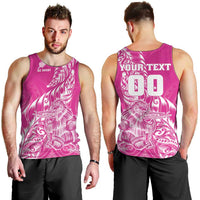 Custom New Zealand Rugby Silver Fern Men Tank Top Aotearoa Kiwi Maori Pink Version - Polynesian Pride