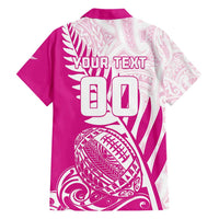 Custom New Zealand Rugby Silver Fern Hawaiian Shirt Aotearoa Maori Pink Version - Polynesian Pride