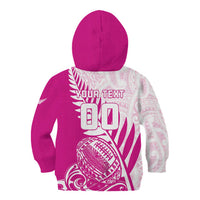 Custom New Zealand Rugby Silver Fern Kid Hoodie Aotearoa Maori Pink Version - Polynesian Pride