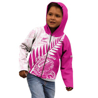 Custom New Zealand Rugby Silver Fern Kid Hoodie Aotearoa Maori Pink Version - Polynesian Pride