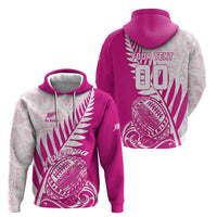Custom New Zealand Rugby Silver Fern Zip Hoodie Aotearoa Maori Pink Version - Polynesian Pride