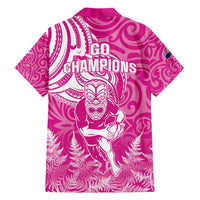 New Zealand Silver Fern Rugby All Pink Hawaiian Shirt Maori Tiki Player With Ta Moko Tribal - Polynesian Pride